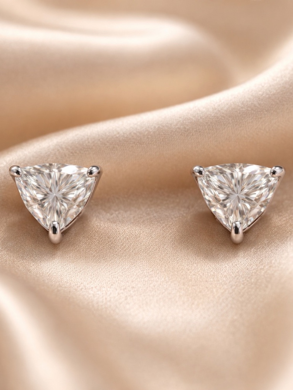 825 sterling silver trillion cut moissanite earrings